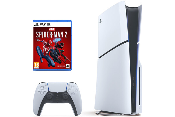 Konsola Sony PlayStation 5 Slim 1TB biało-czarny + Marvels Spider-Man 2