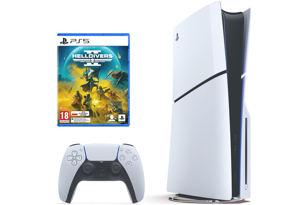 Konsola Sony PlayStation 5 Slim 1TB biało-czarny + Helldivers 2