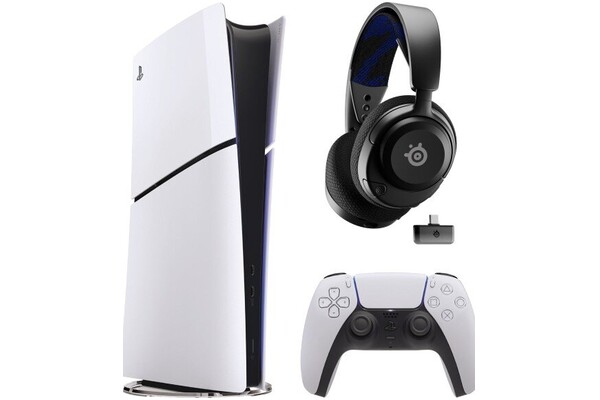 Konsola Sony PlayStation 5 Slim 1TB biało-czarny + słuchawki STEELSERIES