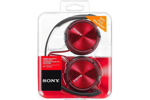 Słuchawki Sony MDRZX310R Nauszne Przewodowe czerwono-czarny