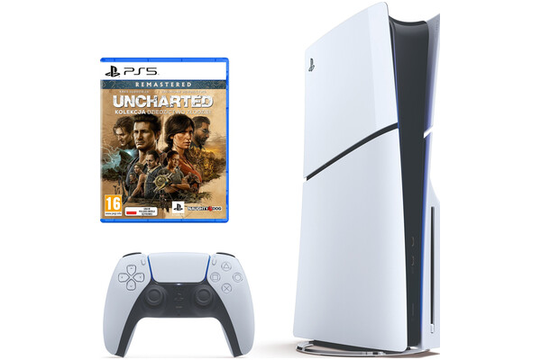 Konsola Sony PlayStation 5 Slim 1TB biało-czarny + Uncharted Kolekcja Dziedzictwo Złodziei