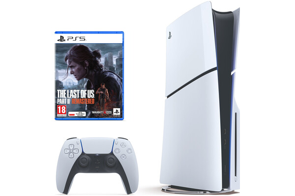 Konsola Sony PlayStation 5 Slim 1TB biało-czarny + The Last of Us Part II Remastered