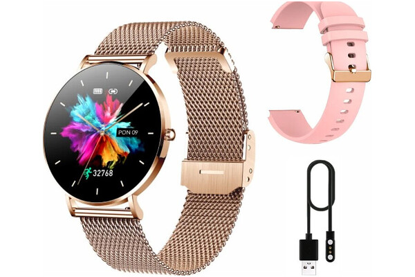 Smartwatch Manta SWU501GD Alexa 1.32" złoty