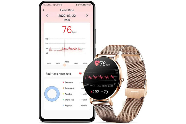 Smartwatch Manta SWU501GD Alexa 1.32" złoty