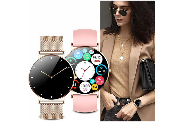 Smartwatch Manta SWU501GD Alexa 1.32" złoty