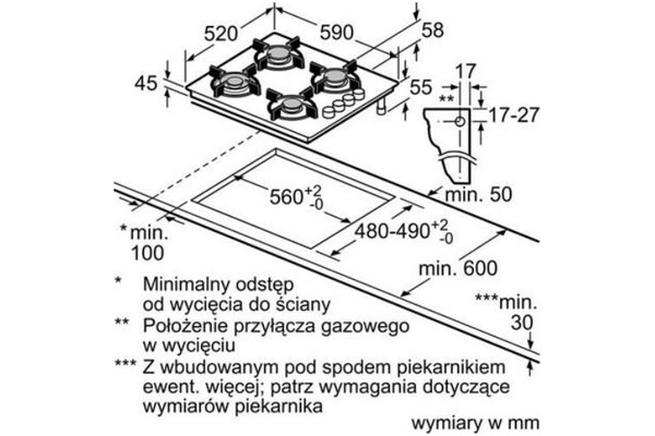 Płyta gazowa z palnikami Bosch POP6B6B10