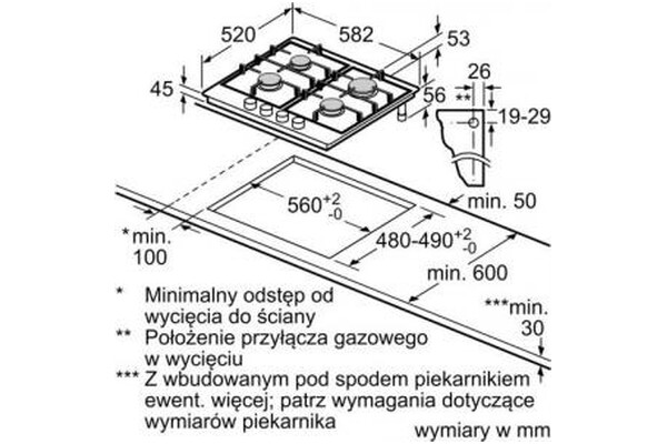 Płyta gazowa z palnikami Bosch PCP6A5B90