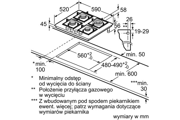 Płyta gazowa z palnikami Siemens EN6B6HB90