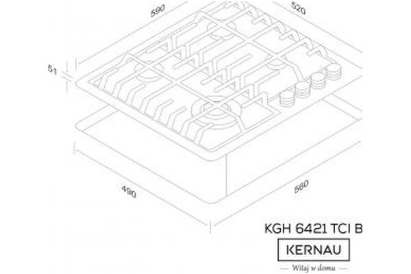 Płyta gazowa z palnikami KERNAU KGH6421TCIB