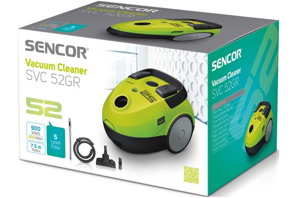 Odkurzacz SENCOR SVC52GREUE3 tradycyjny workowy 700W zielony