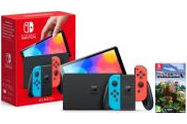 Konsola Nintendo Switch OLED 64GB Czerwono-niebieski + Minecraft