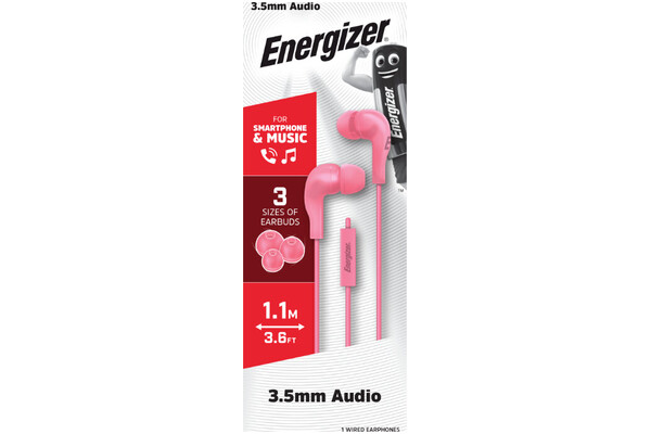 Słuchawki Energizer CIA5 Classic Dokanałowe Przewodowe różowy
