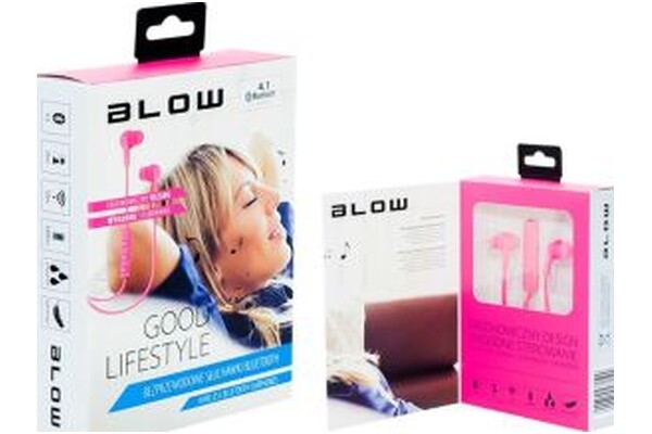 Słuchawki BLOW 32775 Dokanałowe Bezprzewodowe różowy