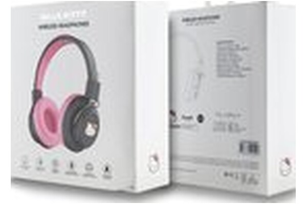 Słuchawki Hello KItty HKBH9KHLMP Metal Logo Round Shape Nauszne Bezprzewodowe Czarno-różowy