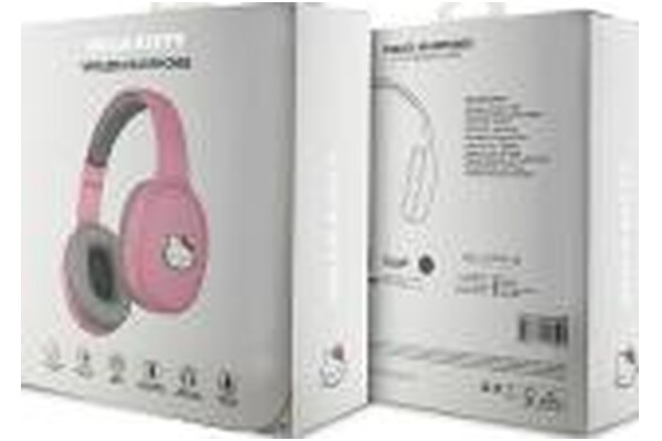 Słuchawki Hello KItty HKBHA1BKHLMP Metal Logo Oval Shape Nauszne Bezprzewodowe Różowo-szary