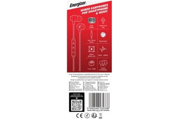 Słuchawki Energizer CIA10 Classic Dokanałowe Przewodowe
