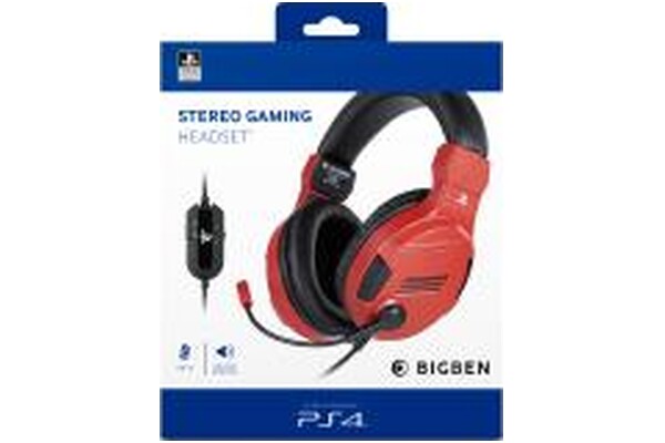 Słuchawki BigBen V3 PS4 Nauszne Przewodowe czerwony