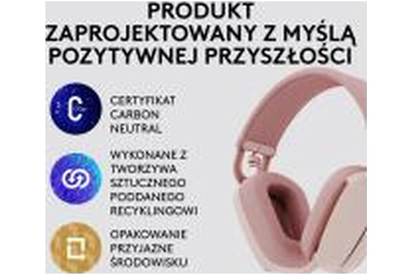 Słuchawki Logitech Zone Vibe 100 Nauszne Bezprzewodowe różowy