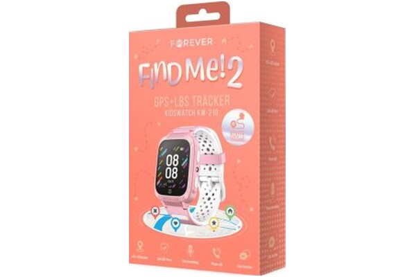 Smartwatch FOREVER KW210 Kids Find Me 2 1.44" biało-różowy
