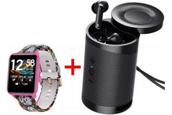 Smartwatch Bemi Kix-M 1.3" Czarno-różowy