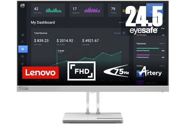 Monitor 24.5" Lenovo L25e-40 srebrny