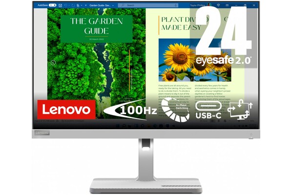 Monitor 23.8" Lenovo L24m-40 srebrny