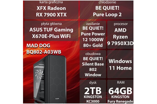 Mad Dog BQ802-A03WBV2 AMD Ryzen 9 64GB DDR5 AMD Radeon RX 7900 XTX 24GB 2TB SSD Windows 11 Home