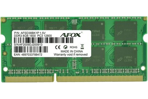 Pamięć RAM AFOX AFSD38BK1P 8GB DDR3 1600MHz 1.5V 11CL