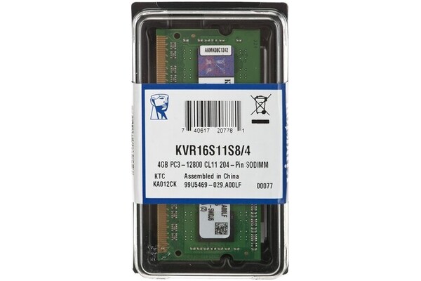 Pamięć RAM Kingston ValueRAM KVR16S11S84 4GB DDR3 1600MHz 1.5V 11CL