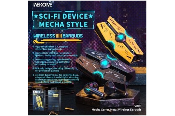 Słuchawki WEKOME VB06 Mecha Series Douszne Bezprzewodowe żółty