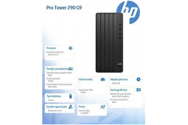 HP Pro 290 8GB DDR4 AMD Radeon RX 6600 8GB 500GB SSD Windows 11 Professional