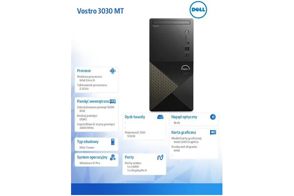 DELL Vostro 3030 Intel Core i5 8GB DDR5 500GB SSD Windows 11 Professional
