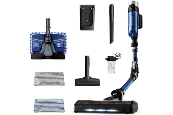 Odkurzacz Tefal TY20C4 X-Force 9.60 Flex Aqua pionowy z pojemnikiem czarno-niebieski