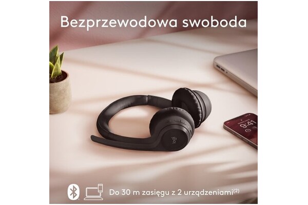 Słuchawki Logitech Zone 300 Nauszne Bezprzewodowe czarny