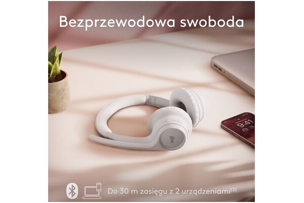 Słuchawki Logitech Zone 300 Nauszne Bezprzewodowe biały