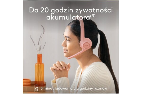 Słuchawki Logitech Zone 300 Nauszne Bezprzewodowe różowy