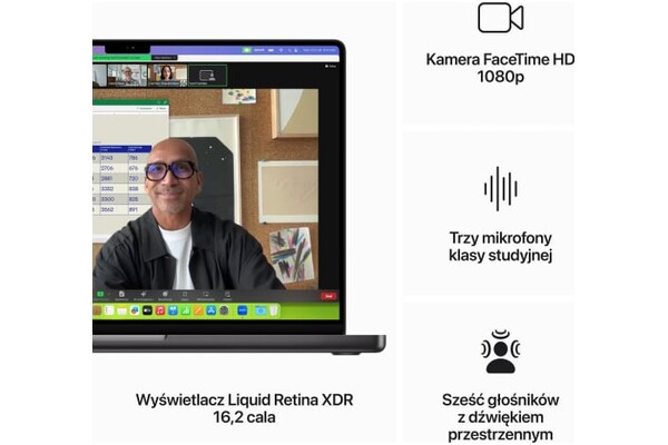 Laptop Apple MacBook Pro 16.2" Apple M3 Pro M3 Pro (18 rdz.) 36GB 512GB SSD macOS Sonoma gwiezdna czerń