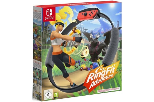 Konsola Nintendo Switch OLED niebiesko-czerwony + Ring Fit Adventure