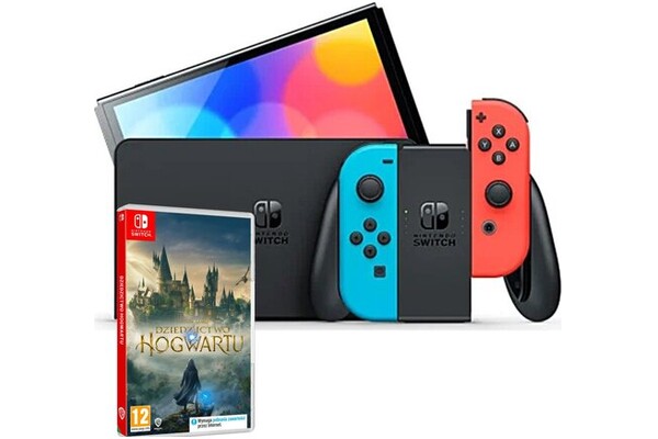 Konsola Nintendo Switch OLED niebiesko-czerwony + Dziedzictwo Hogwartu