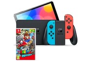Konsola Nintendo Switch OLED niebiesko-czerwony + Super Mario Odyssey
