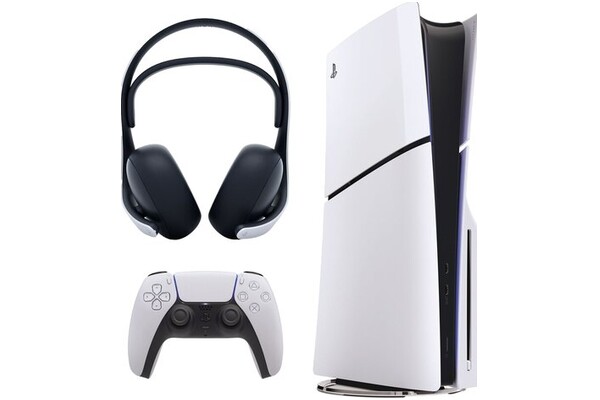 Konsola Sony PlayStation 5 Slim biało-czarny + słuchawki SONY Bezprzewodowe