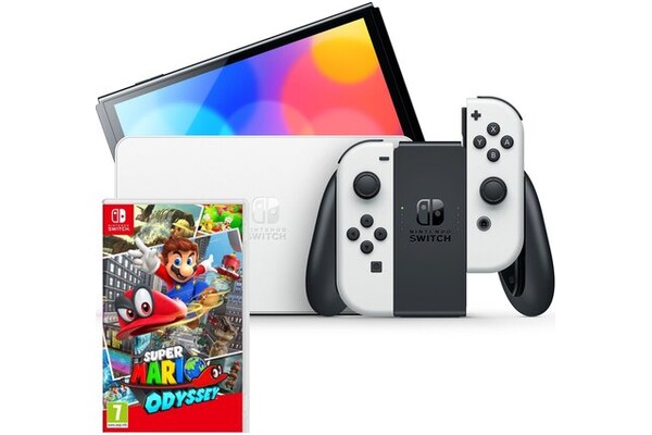 Konsola Nintendo Switch OLED biały + Super Mario Odyssey