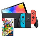 Konsola Nintendo Switch OLED niebiesko-czerwony + Super Mario 3D World