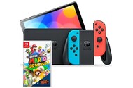 Konsola Nintendo Switch OLED niebiesko-czerwony + Super Mario 3D World