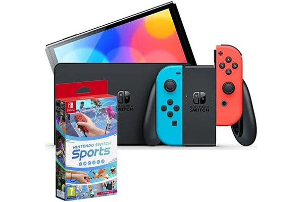 Konsola Nintendo Switch OLED niebiesko-czerwony + Nintendo Switch Sports