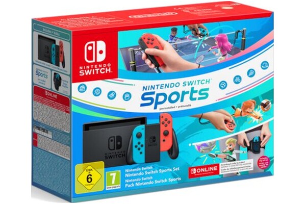 Konsola Nintendo Switch niebiesko-czerwony + Nintendo Switch Sports + NINTENDO Switch Online 12 mies
