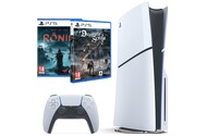 Konsola Sony PlayStation 5 Slim biało-czarny + Demons Soul Remake|Marvels Spider-Man 2