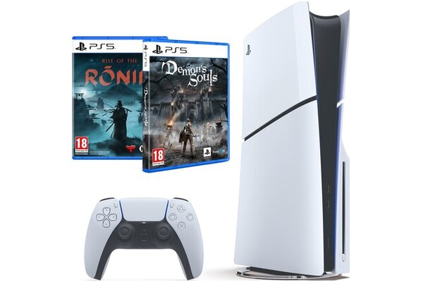 Konsola Sony PlayStation 5 Slim biało-czarny + Demons Soul Remake|Marvels Spider-Man 2