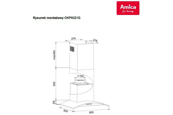 Okap kuchenny Kominowy AMICA OKP6321G