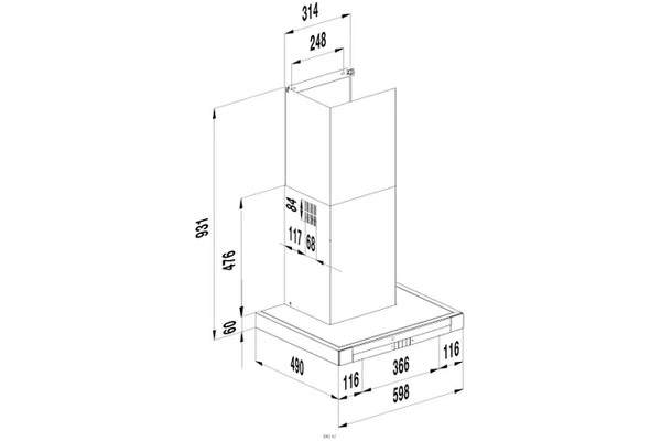 Okap kuchenny Przyścienny Beko HCB62741BGH